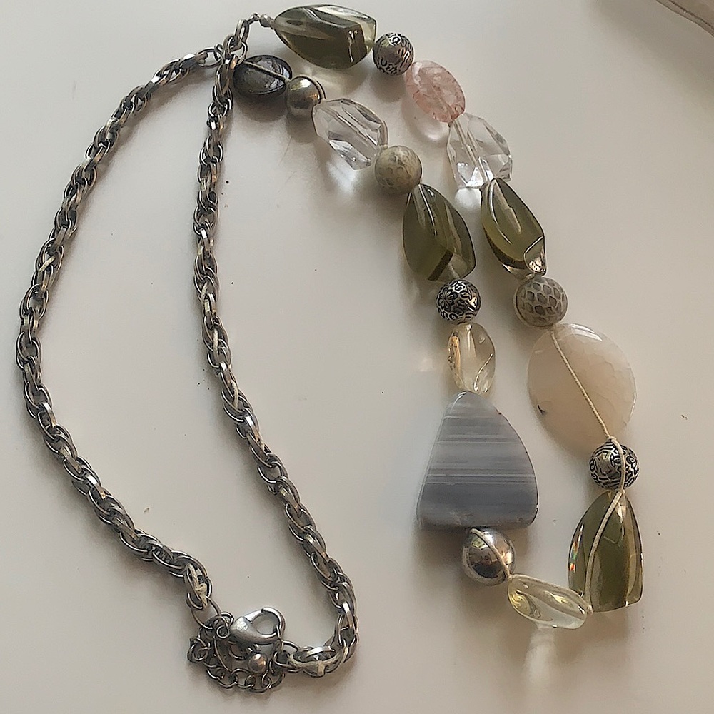 Chico’s silver and beaded necklace.
